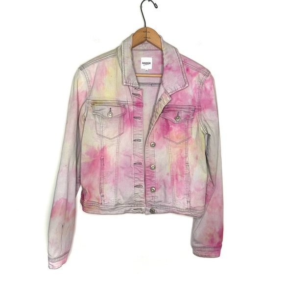 Upcycled Kensie Hand Tie Dye Jean Jacket Size Medium - Picture 1 of 6